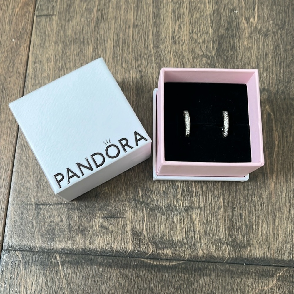 NEW PANDORA Pave Heart Hoop Earrings!